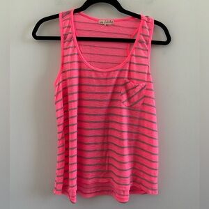 One Clothing Pink and Gray Striped Tank Top Size Large